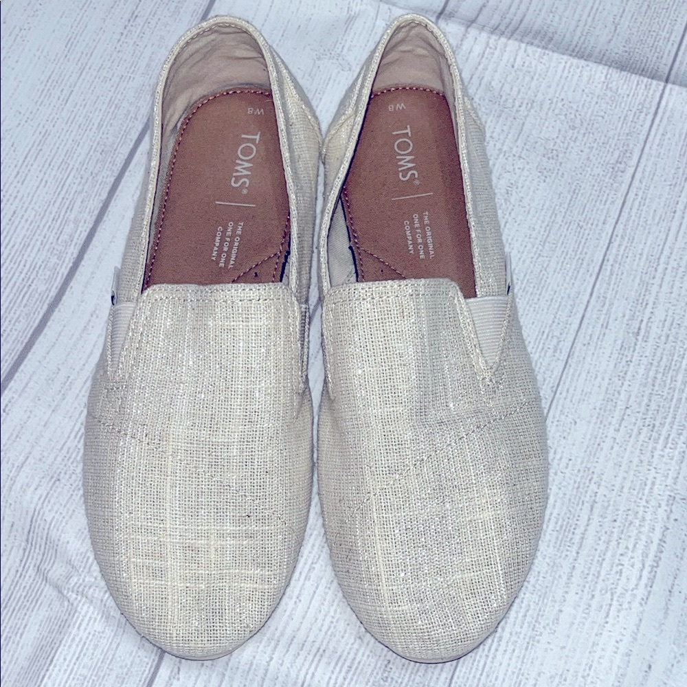 Toms Women's Sparkly Cream Slip-On Shoes